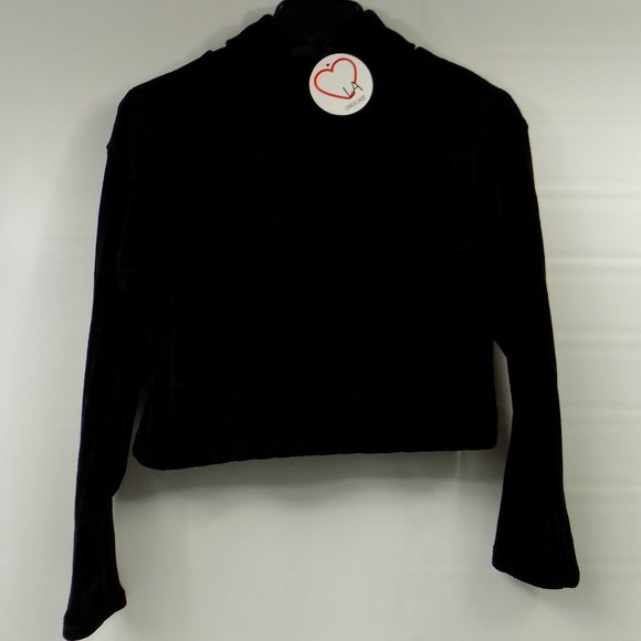 LoveLA Izzy Crop Turtle Neck Sweater Black NWT - Picture 4 of 8